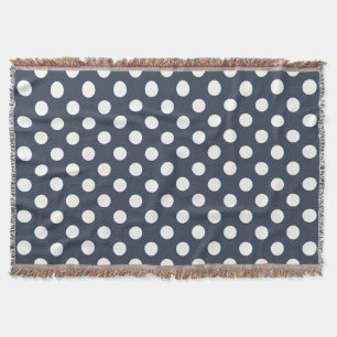 Witte polka-stippen op blauw-grijs deken