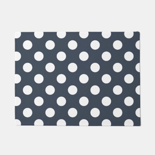 Witte polka-stippen op blauw-grijs deurmat (Voorkant)