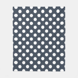 Witte polka-stippen op blauw-grijs fleece deken