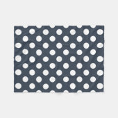 Witte polka-stippen op blauw-grijs fleece deken (Voorkant (Horizontaal))