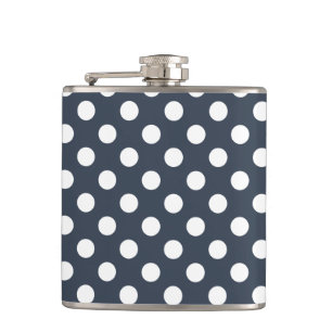 Witte polka-stippen op blauw-grijs heupfles