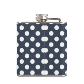 Witte polka-stippen op blauw-grijs heupfles (Achterkant)