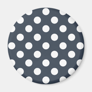 Witte polka-stippen op blauw-grijs magneet