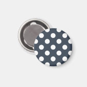 Witte polka-stippen op blauw-grijs magneet (Voorkant / Achterkant)