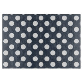 Witte polka-stippen op blauw-grijs snijplank (Voorkant)