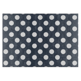 Witte polka-stippen op blauw-grijs snijplank
