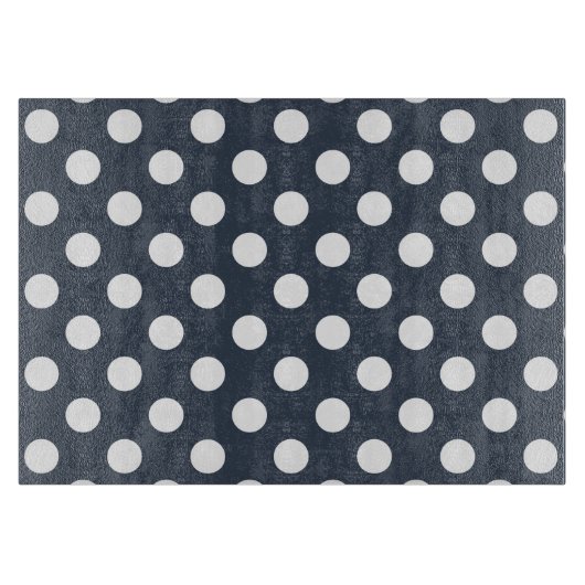 Witte polka-stippen op blauw-grijs snijplank (Voorkant)