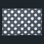 Witte polka-stippen op blauw-grijs theedoek<br><div class="desc">Witte polka-stippen op blauw-grijs</div>