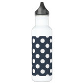 Witte polka-stippen op blauw-grijs waterfles  (Links)