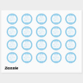 Witte Polka stippen op blauw inblikken label (Vel)
