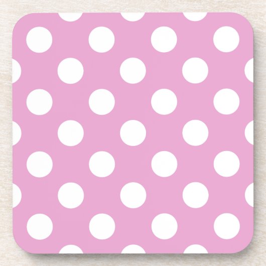 Witte polka stippen op bleek roze drankjes onderzetter (Voorkant)