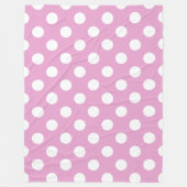 Witte polka stippen op bleek roze fleece deken (Voorkant)