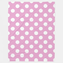 Witte polka stippen op bleek roze fleece deken