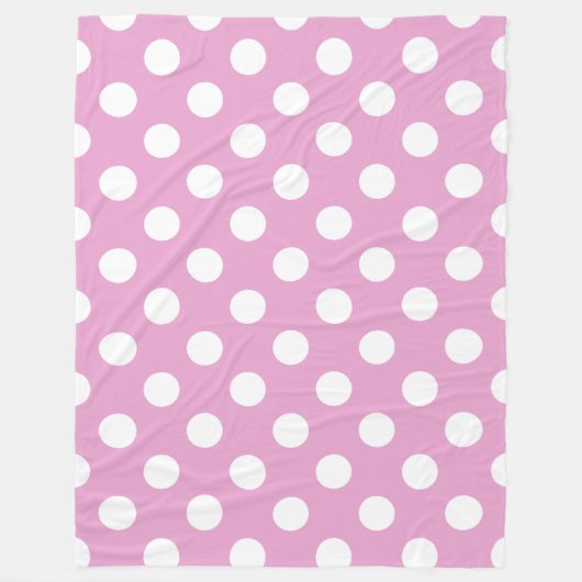Witte polka stippen op bleek roze fleece deken (Voorkant)