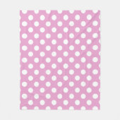 Witte polka stippen op bleek roze fleece deken (Voorkant)