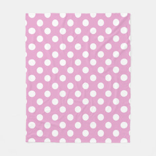Witte polka stippen op bleek roze fleece deken