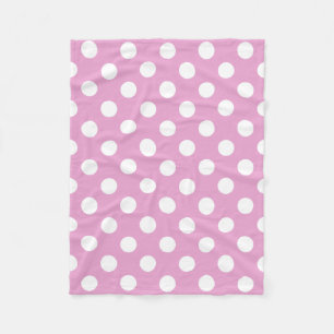 Witte polka stippen op bleek roze fleece deken