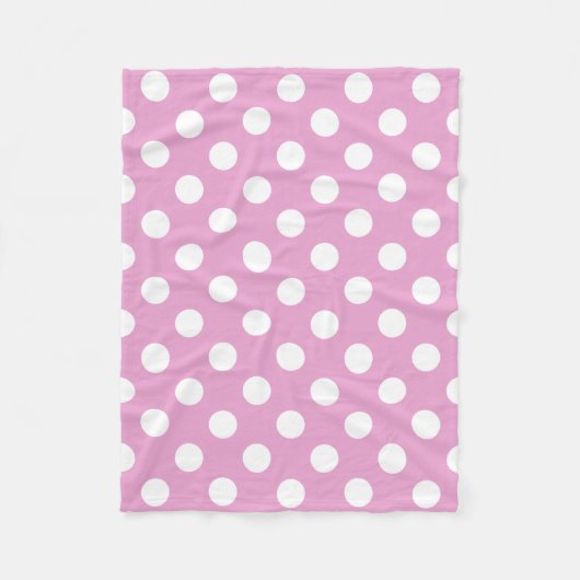 Witte polka stippen op bleek roze fleece deken (Voorkant)