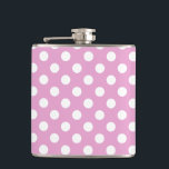 Witte polka stippen op bleek roze heupfles<br><div class="desc">Witte polka stippen op bleek roze</div>