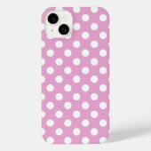 Witte polka stippen op bleek roze iPhone hoesje (Achterkant)