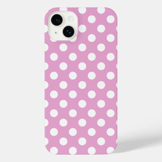 Witte polka stippen op bleek roze iPhone hoesje (Achterkant)