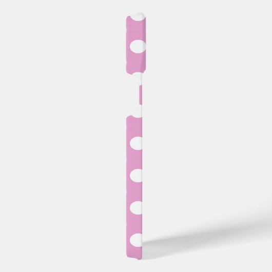 Witte polka stippen op bleek roze iPhone hoesje (Rechterkant)