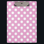 Witte polka stippen op bleek roze klembord<br><div class="desc">Witte polka stippen op bleek roze</div>