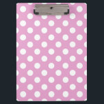 Witte polka stippen op bleek roze klembord<br><div class="desc">Witte polka stippen op bleek roze</div>