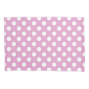 Witte polka stippen op bleek roze kussensloop