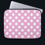 Witte polka stippen op bleek roze laptop sleeve<br><div class="desc">Witte polka stippen op bleek roze</div>