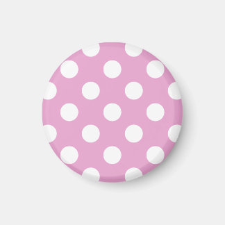 Witte polka stippen op bleek roze magneet