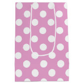 Witte polka stippen op bleek roze medium cadeauzakje (Achterkant)