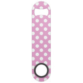 Witte polka stippen op bleek roze speed flessenopener (Achterkant)