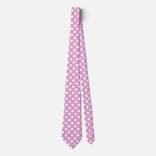 Witte polka stippen op bleek roze stropdas (Voorkant)