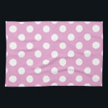 Witte polka stippen op bleek roze theedoek<br><div class="desc">Witte polka stippen op bleek roze</div>