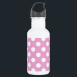Witte polka stippen op bleek roze waterfles<br><div class="desc">Witte polka stippen op bleek roze</div>