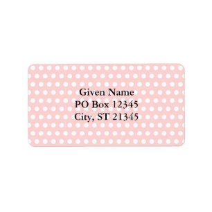 Witte polka stippen op bleke roze etiket