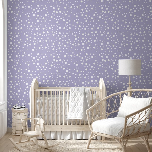 Witte Polka stippen op Bleke Violet Behang (Kinderen)