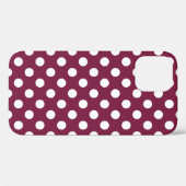Witte polka-stippen op Bourgogne Case-Mate iPhone Case (Achterkant (horizontaal))