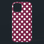 Witte polka-stippen op Bourgogne iPhone 12 Hoesje<br><div class="desc">Witte polka-stippen op Bourgogne</div>