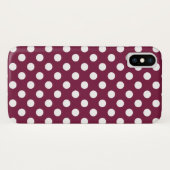 Witte polka-stippen op Bourgogne Case-Mate iPhone Case (Achterkant (horizontaal))