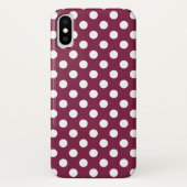 Witte polka-stippen op Bourgogne Case-Mate iPhone Case (Achterkant)