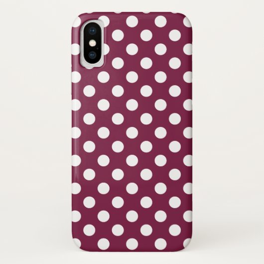 Witte polka-stippen op Bourgogne Case-Mate iPhone Case (Achterkant)