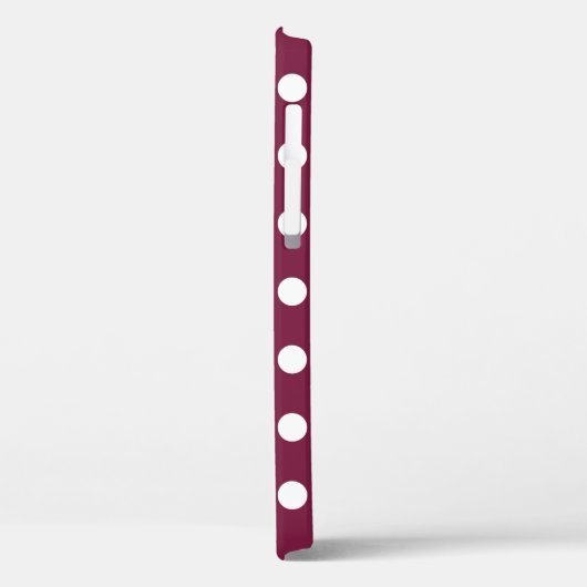 Witte polka-stippen op Bourgogne Case-Mate iPhone Case (Achterkant / Links)