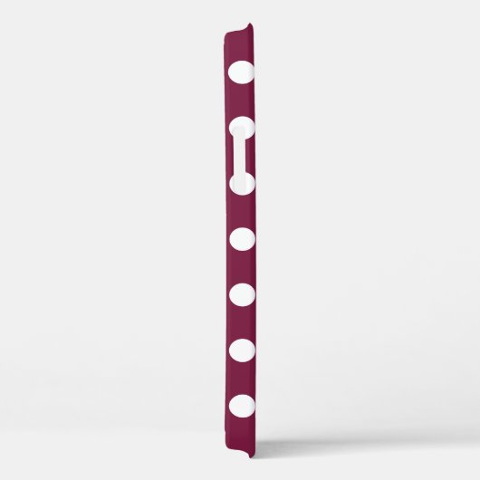 Witte polka-stippen op Bourgogne Case-Mate iPhone Case (Achterkant / Rechts)