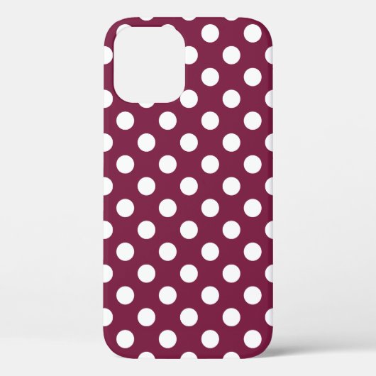 Witte polka-stippen op Bourgogne Case-Mate iPhone Case (Achterkant)