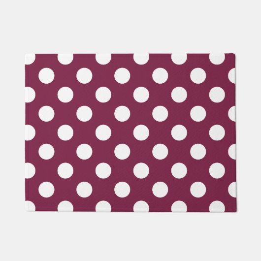 Witte polka-stippen op Bourgogne Deurmat (Voorkant)