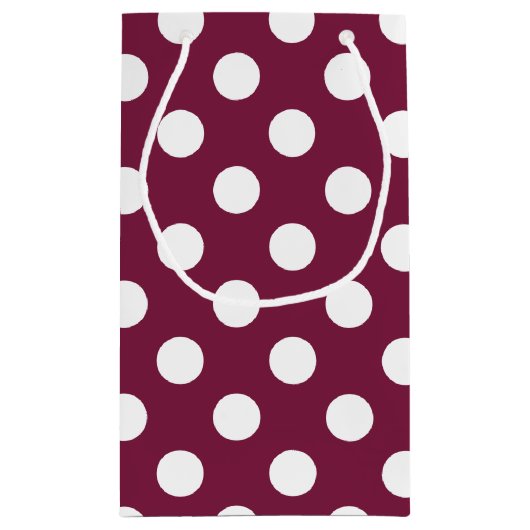Witte polka-stippen op Bourgogne Klein Cadeauzakje (Achterkant)