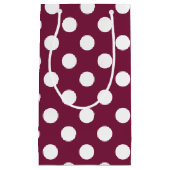 Witte polka-stippen op Bourgogne Klein Cadeauzakje (Voorkant)