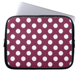 Witte polka-stippen op Bourgogne Laptop Sleeve